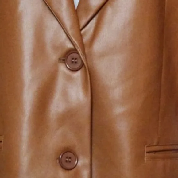 🆕️⬇️🎉HOST PICK🎉 Rebecca Minkoff Cognac Lambskin Leather Blazer - Picture 6 of 14